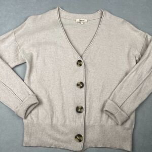 Madewell ReSourced Cashmere Wool Button Cardigan Sweater Sz S Beige Quiet Luxury